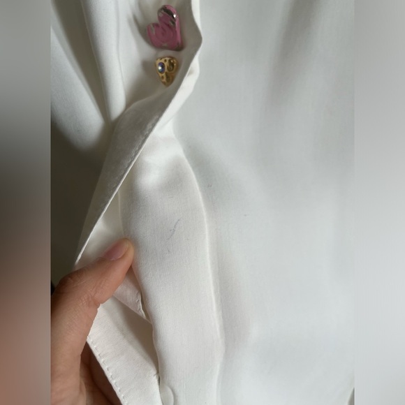 Times Seven Todd Oldham Vintage Button Embellished White Button-down Shirt - Picture 8 of 16